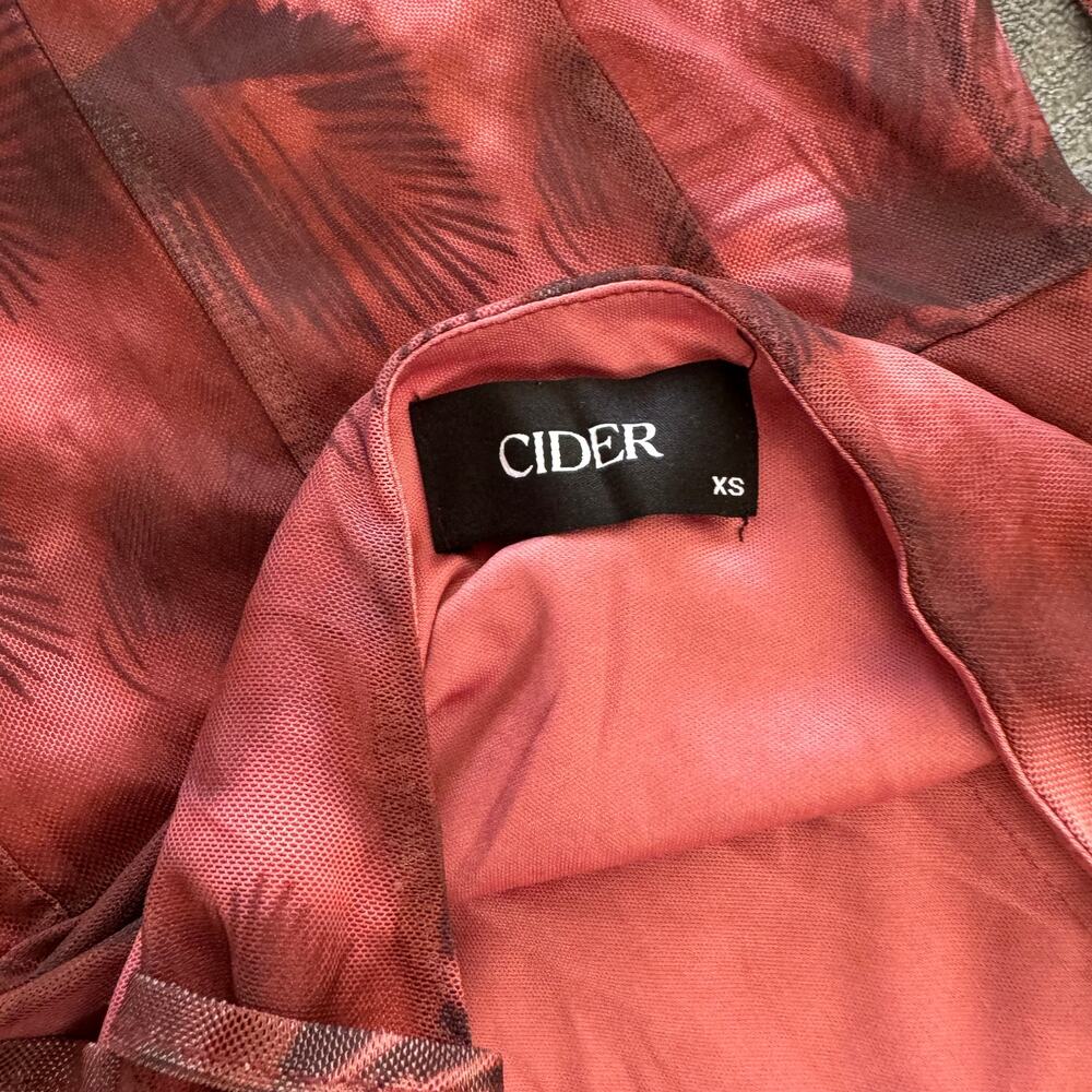 Cider Red Mesh Long Bell Sleeved Off The Shoulder Mini Dress Women's XS - Picture 11 of 11